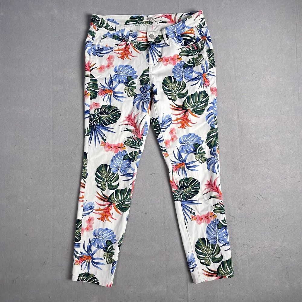 Tommy Bahama Denim Skinny Ankle Floral All Over Stretch Jeans Sz 29x28 White